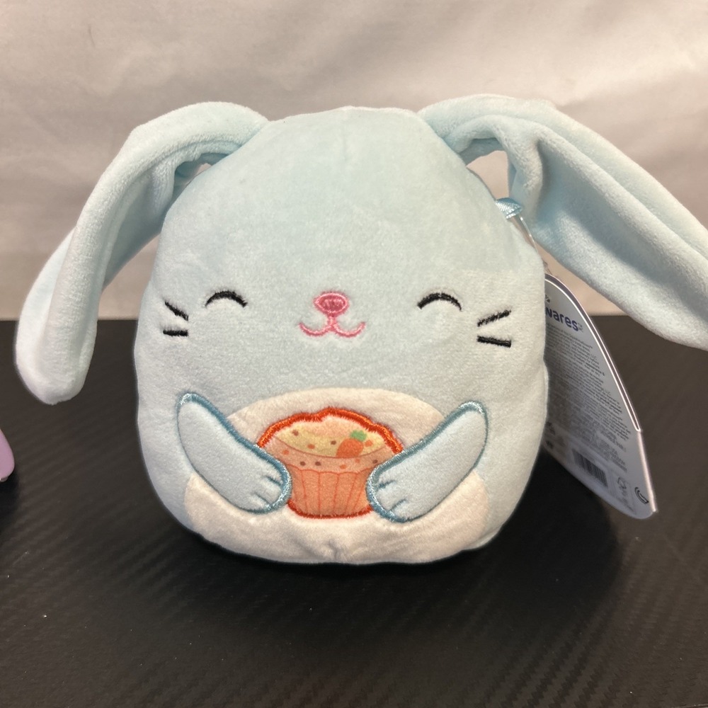 SQUISHMALLOWS /BUTTONS THE BLUE EASTER BUNNY WITH BASKET NWT/ 5 in"/ NEW